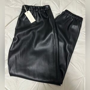 Black Lenora Faux Leather Jogger
